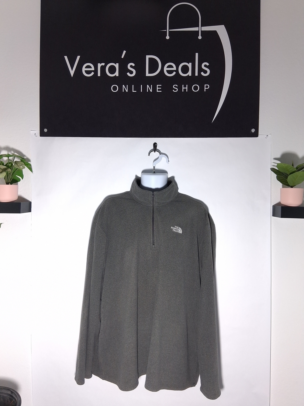 The North Face Men's Gray Zip-Neck Fleece Pullover Size XXL